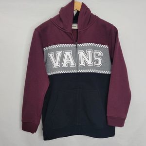 Vans Off the Wall Youth Boys Size L Checkered Full Zip Hoodie Sweatshirt